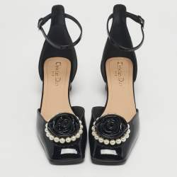 Pre Owned Dior Black Patent Leather Dior Rose Pumps Size 37