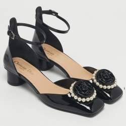 Pre Owned Dior Black Patent Leather Dior Rose Pumps Size 37