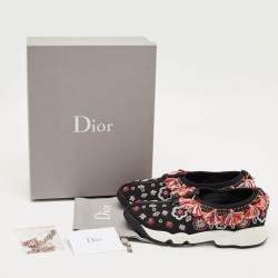 Pre Owned Dior Black Mesh Embellished Fusion Sneakers Size 38