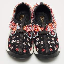 Pre Owned Dior Black Mesh Embellished Fusion Sneakers Size 38