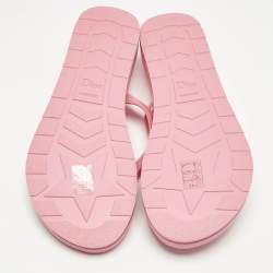 Pre Owned Dior Pink Rubber Diorsea Thong Flat Slide Size 39
