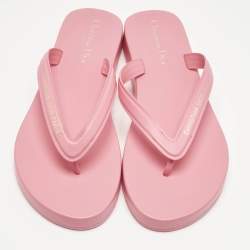 Pre Owned Dior Pink Rubber Diorsea Thong Flat Slide Size 39