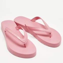 Pre Owned Dior Pink Rubber Diorsea Thong Flat Slide Size 39