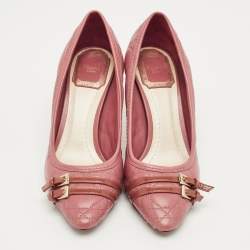 Pre Owned Dior Pink Cannage Leather and Patent Leather Pumps Size 36