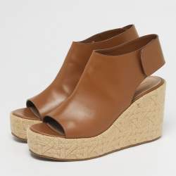 Pre Owned Dior Brown Leather Attitude Wedge Sandals Size 39