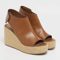 Pre Owned Dior Brown Leather Attitude Wedge Sandals Size 39