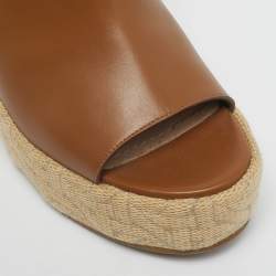 Pre Owned Dior Brown Leather Attitude Wedge Sandals Size 39