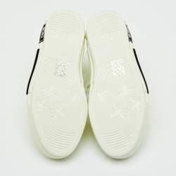Pre Owned Dior White/Neon Yellow Oblique Mesh and Rubber B23 High Top Sneakers Size 36.5