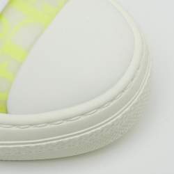 Pre Owned Dior White/Neon Yellow Oblique Mesh and Rubber B23 High Top Sneakers Size 36.5