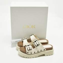 Pre Owned Dior White Leather Diorquake Clogs Size 38