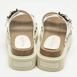 Pre Owned Dior White Leather Diorquake Clogs Size 38