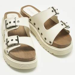 Pre Owned Dior White Leather Diorquake Clogs Size 38