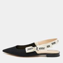 Pre Owned Dior Black Fabric J'adior Slingback Sandals Size 37.5 