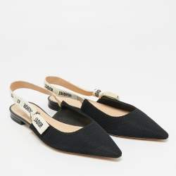 Pre Owned Dior Black Fabric J'adior Slingback Sandals Size 37.5 