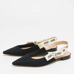 Pre Owned Dior Black Fabric J'adior Slingback Sandals Size 37.5 