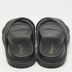 Pre Owned Dior Size 38.5 Black D-Cross Leather Flat Slides 