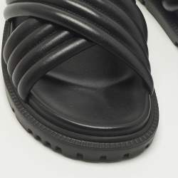 Pre Owned Dior Size 38.5 Black D-Cross Leather Flat Slides 