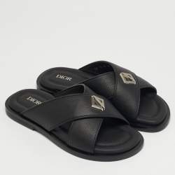 مملوكة مسبقًا صندل ديور فلات جلد أسود مقاس 38