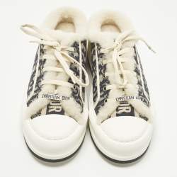 Pre Owned حذاء مولات ديور والك نيفي بلو قطني و شيرلينغ مقاس 39