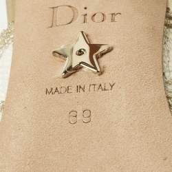 Pre Owned Dior J'Adior Size 39 White/Gold Canvas Butterfly Embroidered Slingback Pumps