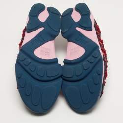 Pre Owned حذاء رياضي ديور شبك فيوجن مزخرف بورود أزرق بحري سليب أون مقاس 41