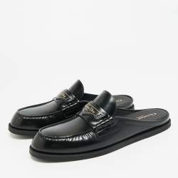 مملوكة مسبقًا Dior Boy Size 39 Black Brushed Leather Flat Mules