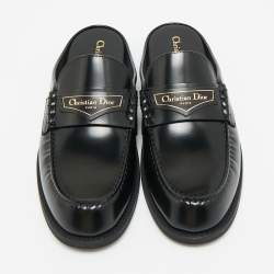 مملوكة مسبقًا Dior Boy Size 39 Black Brushed Leather Flat Mules