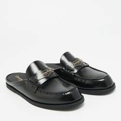 مملوكة مسبقًا Dior Boy Size 39 Black Brushed Leather Flat Mules