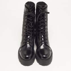 مملوكة مسبقًا حذاء بوت كاحل ديور د-يونيَت مطرز جلد كريمي كاناج الطول للكاحل مقاس 41