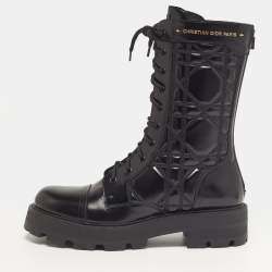 مملوكة مسبقًا Dior D-unit Size 41 Black Leather Combat Boots