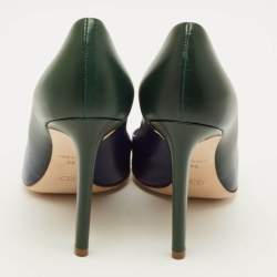 Pre Owned Dior Size 38 Green/Blue Leather Round Toe Pumps