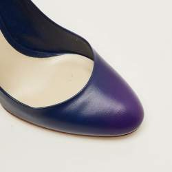 Pre Owned Dior Size 38 Green/Blue Leather Round Toe Pumps