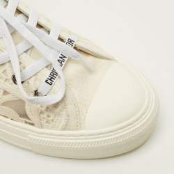 Pre Owned Dior Walk'n'Dior Size 40 White Canvas and Lace High Top Sneakers