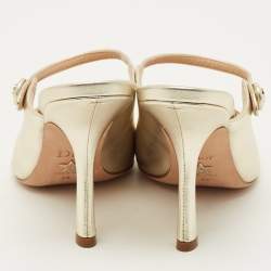 Pre Owned Dior Teddy-D Size 38 Gold Leather Mules