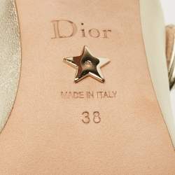Pre Owned Dior Teddy-D Size 38 Gold Leather Mules