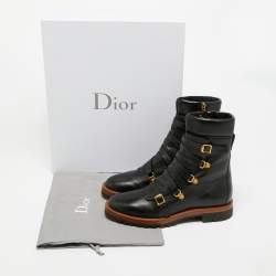 Pre Owned Dior Wildior Size 40 Black Leather Ankle Boots