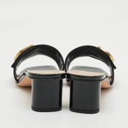 Pre Owned Dior C'est Dior Size 37.5 Black Patent Leather Slide Sandals