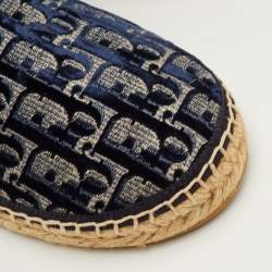 Pre Owned Dior Granville Size 35.5 Navy Blue/Beige Oblique Velvet and Canvas Snow Boots