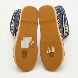 Pre Owned Dior Granville Size 35.5 Navy Blue/Beige Oblique Velvet and Canvas Snow Boots