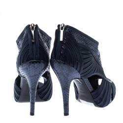 Pre Owned Dior Blue Python Leather Cut Out Ankle Booties Size 36