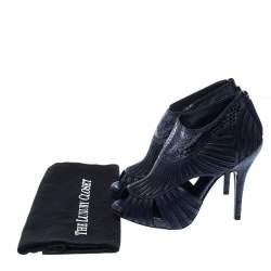 Pre Owned Dior Blue Python Leather Cut Out Ankle Booties Size 36