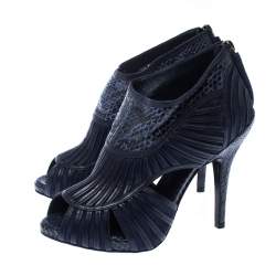 Pre Owned Dior Blue Python Leather Cut Out Ankle Booties Size 36