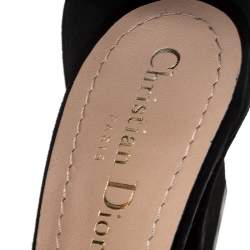 Pre Owned Dior Black Suede C'est Ankle Strap Block Heel Sandals Size 37