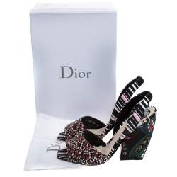 Dior Multicolor Sequins and Fabric Open Toe Slingback Sandals Size 40
