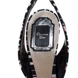Dior Multicolor Sequins and Fabric Open Toe Slingback Sandals Size 40