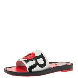 Pre Owned Dior Tri Color Leather Marina Flat Slides Size 39