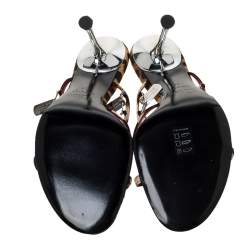 Pre Owned Dior Brown/Black Leopard Print Canvas Embellished Strappy Sandals Size 39 