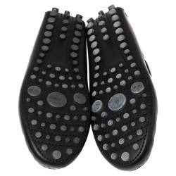 Pre Owned Dior Black Leather Drive Me Floral Embellished Loafers Size 35