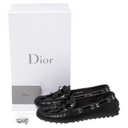 Pre Owned Dior Black Leather Drive Me Floral Embellished Loafers Size 35