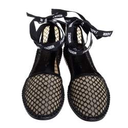 Pre Owned Dior Black Raffia J'adior Flat Ankle Wrap Espadrilles Size 40